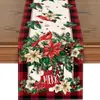 Decoração de Festa de Natal Caminho de Mesa Boneco de Neve Árvore de Natal Padrão Impresso Toalha de Mesa à Prova de Manchas Isolante Térmico Tapete de Mesa