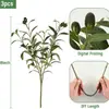 Ramas de olivo verdes artificiales con cuatro horquillas y frutos, perfectas para decoraciones de bodas, decoración del hogar, accesorios de fotografía y arreglos florales.