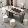 Mesa de Té de Pizarra de Lujo Ligero y Combinación de Sillas Moderna Simple Sala de Estar Balcón del Hogar Mesa Pequeña de Té Kung Fu Mesa de Café de Oficina
