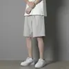 Shorts de Seda Gelo Cor Sólida Masculino Verão Finos Roupa Casual Calça Tendência Versátil Solta Esportiva Praia