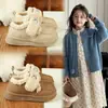 Zapatos de Algodón para Niños 2026 Invierno Nuevo Estilo Mocasines de Princesa con Felpa para Niñas Antideslizantes Tallas Medianas y Grandes Zapatos Cálidos de Cuero con Felpa para Niños