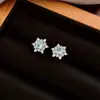 Pendientes Redondos de Copo de Nieve Plateados con Terciopelo para Otoño e Invierno Lujo Accesible Joyería de Nicho Única Pendientes con Diseño de Atmósfera Dulce para Mujer