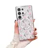 Estilo fresco e jovem, rosa claro com delicado padrão de flores silvestres, capa de celular magnética para Samsung S23/S24 Ultra, capa protetora transparente