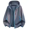 2026 Nuevo Estilo Chaqueta de Trabajo para Hombre con Capucha, Corte Holgado, a Cuadros, Transpirable, Estilo Montaña, Ligera, Impermeable para Exteriores