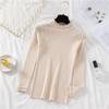 Suéter de Cuello Alto Medio de Punto de Manga Larga para Mujer, Ajustado, Otoño/Invierno 2023, Camisa Básica Tejida de Oreja de Madera