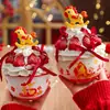 Decoración para Pastel de Tazón de Fresas de Nochevieja 2026 Goma Suave Lindo Caballito Cerámica Tazón de Postre Tazón para Abrazar