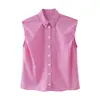Ropa de Mujer al por Mayor Transfronteriza Estilo Europeo y Americano 2026 Primavera Nueva Elegante Casual Versátil Sin Mangas Camisa de Botones