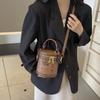 Bolso Bandolera Tipo Cubo Estampado Retro Popular para Mujer 2025 Nuevo Versátil Moda Cruzado Cilindro Bolso para Teléfono Móvil