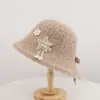Sombrero de pescador de punto de alpaca fino de color liso con diseño calado y abertura, de otoño coreano, sombrero tipo cubo de lana transpirable con estampado de estrellas para mujer