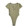 Top de una pieza para mujer, cuello en V de manga corta, estilo 'hot girl', nuevo de verano 2023, camiseta interior sexy para adelgazar la cintura