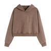 Sudadera con capucha corta casual nueva de otoño e invierno estilo europeo y americano para mujer, lavada, vieja, retro, sexy, top transfronterizo de 400g