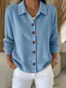 2026 Nuevo cárdigan de punto liso de manga larga transfronterizo europeo y americano, top casual de moda con botones, polo con solapa para mujer