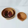 Venda por atacado de fábrica vaso de flor de palha trançada redondo vaso cesta organizador de mesa cesta de armazenamento de cosméticos