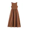 Vestido de verano sin mangas de textura marrón estilo europeo y americano para mujer 2026 10841