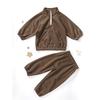 Traje Deportivo y de Ocio de Terciopelo Doble Cara para Bebé 2024 Primavera Cuello Alto Más Terciopelo Exterior para Bebé Dos Piezas con Transferencia Dropshipping