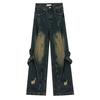 24 anos retrô distressed jeans masculino primavera e outono nova americana calça solta flared lavado calças casuais-AK006