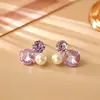 Pendientes de Perla con Diamantes de Colores Brillantes, Pendientes de Verano Dopamina Dulces y Frescos, Accesorios Sencillos, Modernos y de Alta Gama para Niñas