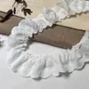 Tecido de Algodão Plissado Off-White com Renda Bordada de 4,5 cm de Largura para Cortinas, Sofá, Decoração de Casa e Materiais de Vestuário