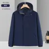 Cortavientos de una sola capa para exteriores, estilo fino con estampado de logotipo, chaqueta de trabajo impermeable, cortavientos y transpirable con capucha