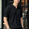 Suéter Direto da Fábrica Masculino 225G Estilo Coreano Simples Casual Versátil 2026 Primavera Novo Solto Gola Lapela Manga Curta Camiseta