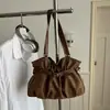Bolsa de ombro tipo tote de poá estilo coreano 202 nova, com 6 pregas, de tecido macio, grande capacidade, para estudantes e pessoas que vão para o trabalho