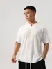 Gola V gola redonda manga curta masculino plus size solto listrado ao ar livre fitness lazer esportes corrida ombro manga curta T-shirt estilo coreano