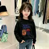 Novidades de Primavera e Outono para Bebês e Crianças Maiores, Blusa Casual Estampada de Desenho Animado para Bebê, Camiseta de Algodão Puro com Gola Redonda e Manga Longa para Meninas