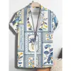 Camisa hawaiana casual de manga corta para hombre, retro, floral, con estampado digital 3D, superventas de verano transfronterizo