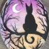 Comércio Exterior Transfronteiriço Noite Estrelada Gótica Floresta de Gatos Colar com Pingente Joias de Resina Pintadas à Mão Únicas Fábrica Direta