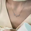 Novo Conceito S925 Prata Esterlina Renda Gota d'Água Colar Feminino Exquisito Retro Temperamento Alto Padrão Asas de Anjo Corrente da Clavícula