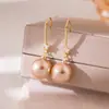 Pendientes de Gancho de Perla y Circonita de Moda Estilo Coreano, Pendientes Largos Exquisitos y Simples, Pendientes de Lujo Ligero y de Alta Gama al por Mayor para Mujeres