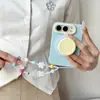 Funda magnética para teléfono con patrón de ondas, color sólido, compatible con Apple 18DUO, iPhone Duo, con cordón, a prueba de caídas y elegante
