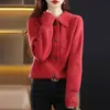 Nuevo Suéter de Invierno para Mujer con Cuello Clásico Elegante, Suéter de Punto de Color Sólido, Camisa Base Interior a la Moda