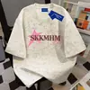 Camiseta de algodón puro de peso pesado, popular estilo americano para ir al trabajo, cuello redondo, teñido anudado, manga corta, para hombres y mujeres, diseño holgado de verano, estilo ins