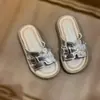 Pantuflas para Niñas, Estilo Coreano, Zapatos de Playa Casuales de Moda para Niñas Pequeñas, Nuevo Estilo Verano 2026, Zapatos Casuales de Punta Abierta para Niños Medianos y Grandes