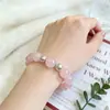 Novo Bracelete de Cristal Rosa Creme para Mulheres, Joia de Cristal Rosa de Alto Padrão de Nicho, Doce Bracelete de Cristal Rosa para Mulheres