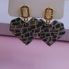 Pendientes acrílicos a cuadros con estampado de leopardo popular de Tiktok, pendientes redondos de moda simple y personalidad, pendientes para mujer