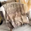 Bufanda Chal Jacquard de Doble Cara Flor de Anacardo Tinta Lavada Desgastada Estampado Completo Patrón Paisley Retro Tela Fina Borlas