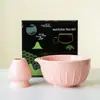 Tazón de té japonés Nuevo Rosa Hecho a mano Retro Roscado Tazón de Matcha Cerámica Tazón de Burbuja Seca Herramienta de té Accesorios