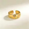 Anillo de Banda Ancha Estilo Coreano Tachonado con Diamantes, Diseño Minimalista, Único y Versátil, Anillo de Dedo Índice de Moda para el Viaje Diario al Trabajo Venta al por Mayor