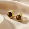Pendientes Maillard Otoño e Invierno para Mujer, Pendientes de Lujo Ligero de Nicho de Gama Alta, Pendientes Elegantes Populares de Estilo Retro con Piedra de Ojo de Tigre