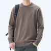 Suéter de Lana de Cuello Redondo para Hombre Otoño/Invierno 2026 Estilo Americano Suéter Pulóver Tejido Básico Tejido de Mezcla de Lana