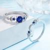 Desejo venda quente transfronteiriça criativo diamante roxo diamante azul estrela anel da lua europeu e americano estrela de cinco pontas azul gema conjunto atacado