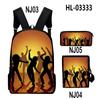 Amazon Transfronterizo Nuevo Mochila con Patrón de Danza de Sombras Mochila Reductora de Carga Set Bolso de Hombro Estuche para Lápices