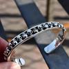 Pulsera de aleación de motocicleta retro para hombre, estilo punk, con apertura de calavera gótica oscura, de plata tailandesa, al por mayor