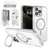 Funda magnética transparente para teléfono móvil iphone16 para Apple 15Pro Funda para teléfono móvil con soporte para lente Funda con película para lente