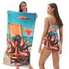 Toalla de playa plegable de gran tamaño 80X160, toalla de baño estampada, toalla de playa integrada, bolsa integrada, portátil