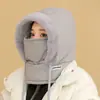 Conjunto de Máscara de Vento e Chapéu Elétrico para Veículos de Inverno, Protetor de Pescoço Quente à Prova de Frio para Ciclismo Feminino e Esqui, Cobertura para Cabeça, Chapéu de Algodão para Proteção do Pescoço