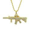 Collar con colgante de metralleta AK47 con incrustaciones de diamantes para hombre, accesorios creativos de hip-hop europeo y americano