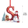 Muñeco de Nieve Navideño Transfronterizo Nuevo Acrílico Plano 2D de 26 Letras Colgante Decoración Navideña de Interior Adorno para Coche